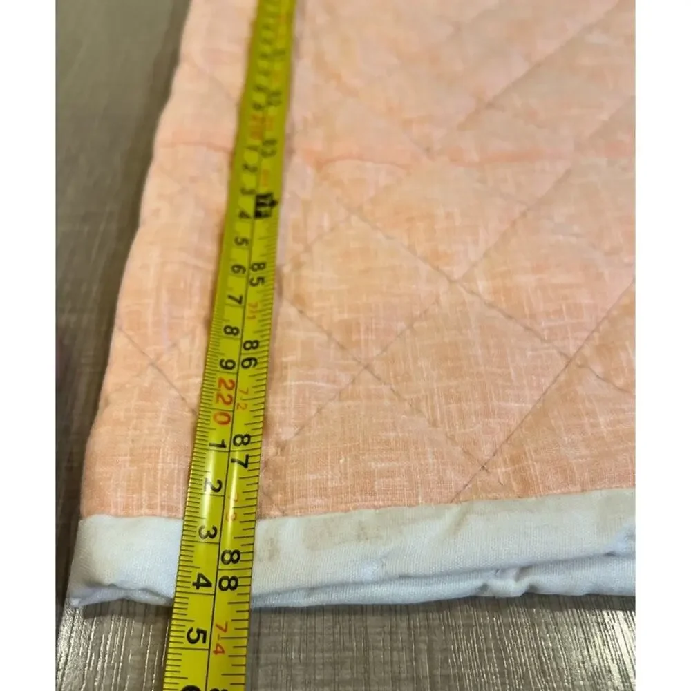 Vtg Handmade Stitched Quilt Twin 101 x 88 Peach Incomplete Project Cottage Retro